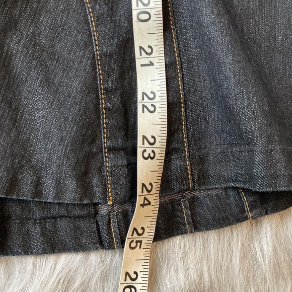 Bisou Bisou Blazer Sz Small Dark Wash Stretch Denim Jacket 2 Buttons Casual Work - Picture 8 of 9